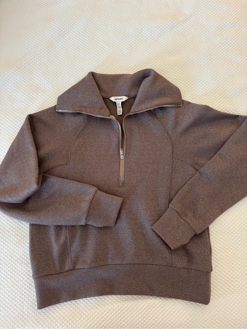 SPANX Women's V-Neck Half-Zip Sweater with Shimmer